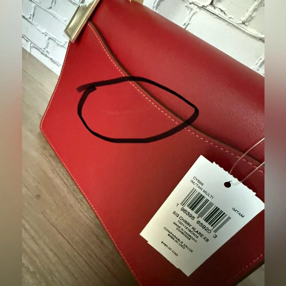 NWT Coach Klare Crossbody Bag In Signature Canvas With Tan red Cherry CY689
